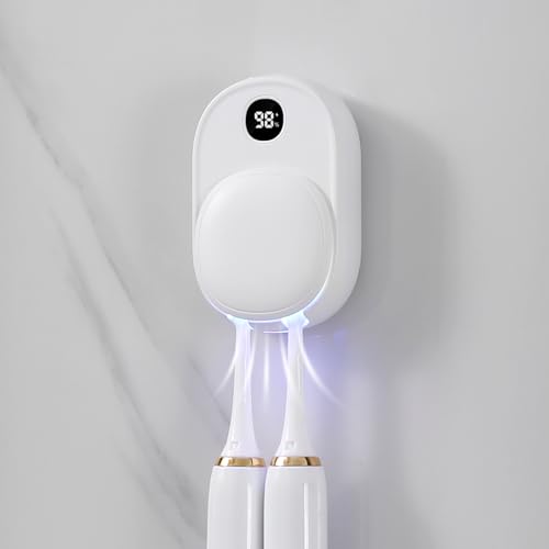 UVaryone UV Toothbrush Sanitizer Holder Wall Mounted for Bathroom Travel Toothbrush Case Design Electric Toothbrush Holder with UVA+UVC Light & Fan Drying USB Rechargeable Toothbrush Cleaner