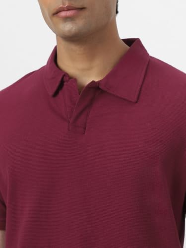 Image of Urbano Fashion Men's Textured Regular Fit Half Sleeve Cotton Polo T-Shirt