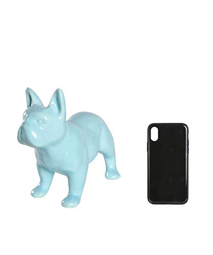 Nayothecorgi French Bulldog Statue - Shiny Blue Standing Ceramic Dog Statue - Decorative Dog Sculpture For Garden Or Home Décor - French Bulldog Dog Outdoor Statue - (9.5” X 4” X 7.75”) #TOP4