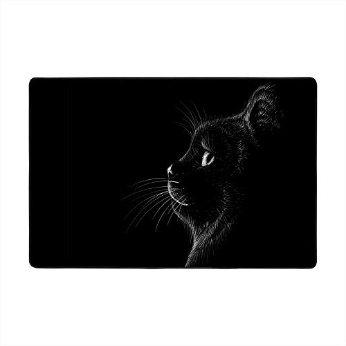 Tapis de chasse chat noir durable lavable grand format 80x58 Ruchen chambre