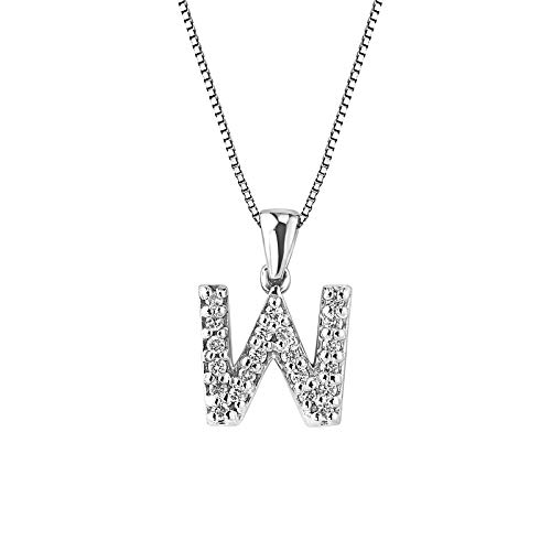 Diamond Wish 14k White Gold A to Z Diamond Initial Pendant Necklace (1/10cttw) with 18-inch chain