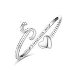Ritach Initial Rings for Women,Sterling Silver Plated Heart Stackable Rings for Teen Girls Adjustable Letter Rings for Trendy Gifts