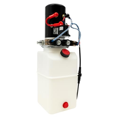 awolsrgiop Hydraulic Pump, Single Acting Hydraulic Pump, 6QT Hydraulic Pump Hydraulic Power Unit 12V DC Large Capacity for Hydraulic Trailers, Lifting Platforms, Stacker Trucks