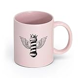 LAYEHDF céramique Tasse en céramique pour la maison et le bureau Salon de coiffure Wings King Crown （11oz/320ml） Café, thé, latte, lait, cacao, jus et autres boissons chaudes Rose