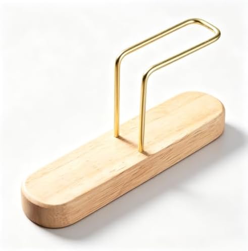 Walnut & Brass Coffee Filter Holder Stand, coffee filter holders for counter for V60 Paper Coffee Filters, Fits Size #01 and #02 Cone Filters for Pour Over Coffee image 4