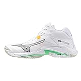 Mizuno Wave Lightning Z8 Mid - Zapatillas de voleibol profesionales, color blanco/negro/Frozen Emerald, azul turquesa, 42 EU
