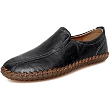 Mens Lightweight Casual Genuine Leather Slip On Penny Loafer Flats Soft Driving Walking Shoes