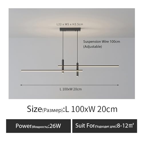 Lustre de salle à manger moderne noir de 100cm à éclairage chaud