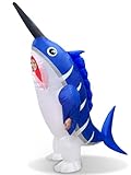 Camlinbo Halloween Inflatable Sailfish Costume Funny Full Body Blows Up Fish Sea Animal Costume for Halloween Cosplay Adult Men Women