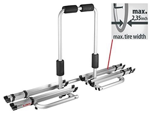 LAS 11807 Deichsel-Fahrradträger, abklappbar, für 2 Fahrräder, Deichselträger, für Wohnwagen, Ca. 145 x 73 x 34 cm, grau