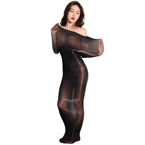 PIIKNUO Erotische Dessous Frau Sexy Bodystocking Glänzende öL Ganzkörper Strumpfhose Bodysuit Sexy Bodystocking Netz Body Dessous Catsuit...
