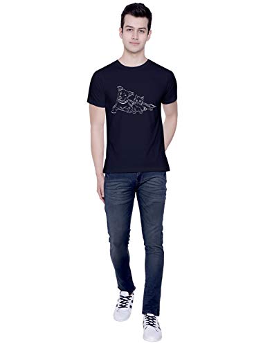 Image of CreativiT Graphic Printed T-Shirt for Unisex Dog with cat Tshirt | Casual Half Sleeve Round Neck T-Shirt | 100% Cotton | D00125-37