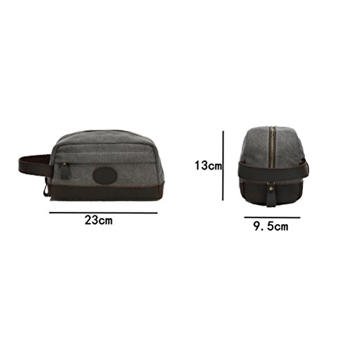 FRCOLOR Bolsa masculina de couro vintage de lona para viagem Bolsa de higiene pessoal kit de barbear