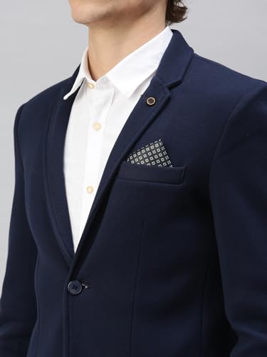 Image of SHOWOFFFF Men Solid Single Breasted Casual Blazer | Notched Lapel Full Sleeves Cotton Blazer for Mens | Slim Fit Regular Length Blazer for Men's