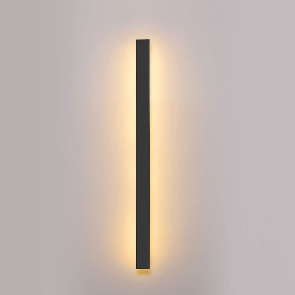 HELCEKOU Modern Outdoor LED Wall Sconce Waterproof Black Finish Light Fixture for Porch Exterior Pool Side Long Linear Design IP65 Rated