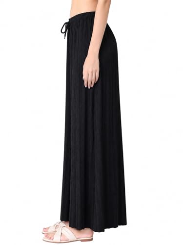 Image of Women Wide Leg Palazzo Pants Combo Pack of 2 |Trousers for Women | Loose Fit Textured Palazzo Pants for Women & Girls | Casual Lounge Travel Wear
