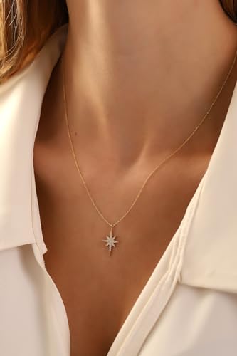 14K Real Gold North Star Pendant, Minimalist Gold Celestial Necklace, Dainty Custom North Star Necklace, North Star Necklace4