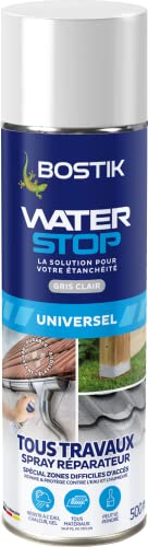 Bostik Waterstop Gris – Spray 500 ml – Membrane d’Étanchéité Toiture, Gouttières & Murs – Répare Fuites, Infiltrations & Fissures – Idéal Zone d'Accès Difficile