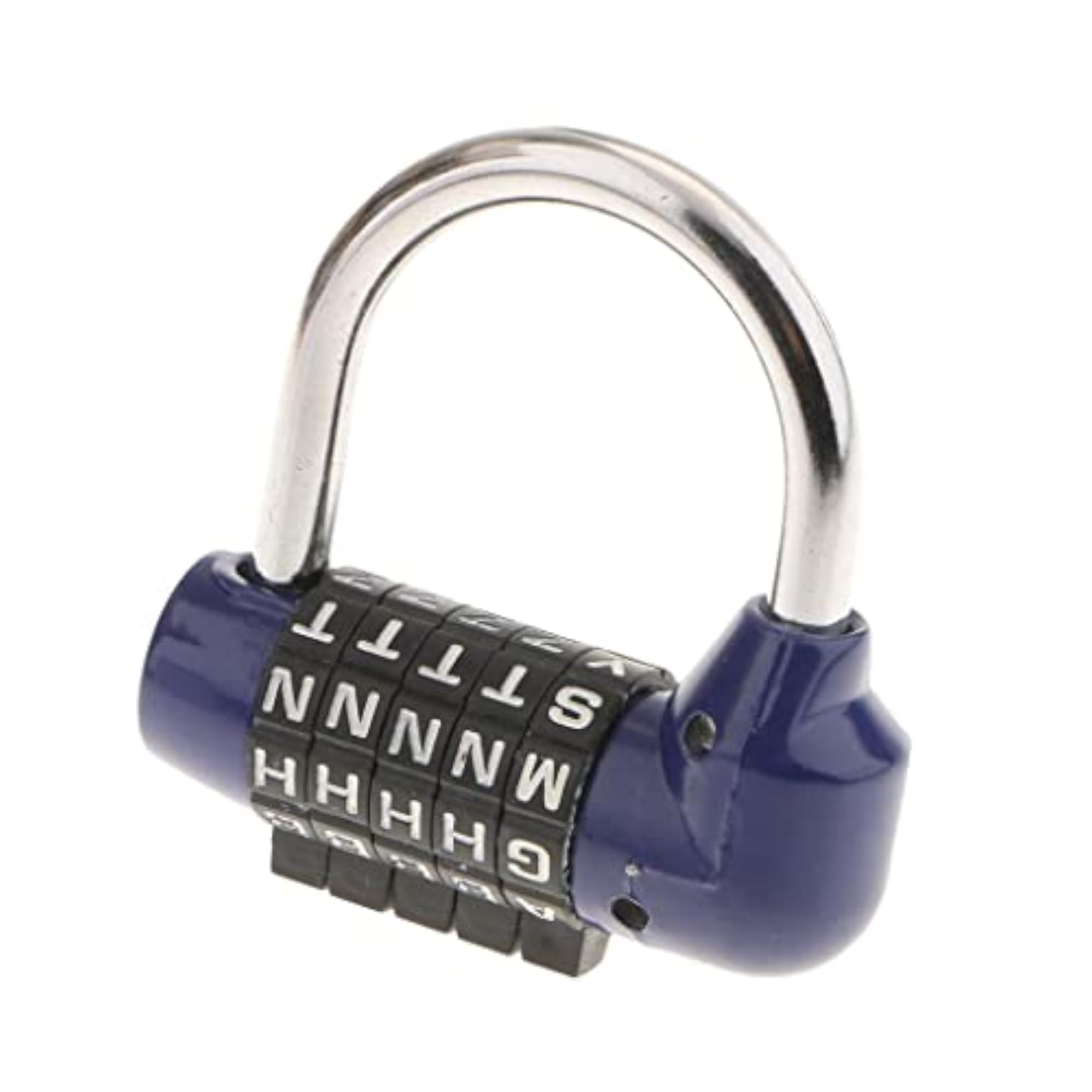 Zinc Alloy 5 Dial Letters Combination Padlock Code Lock, Blue