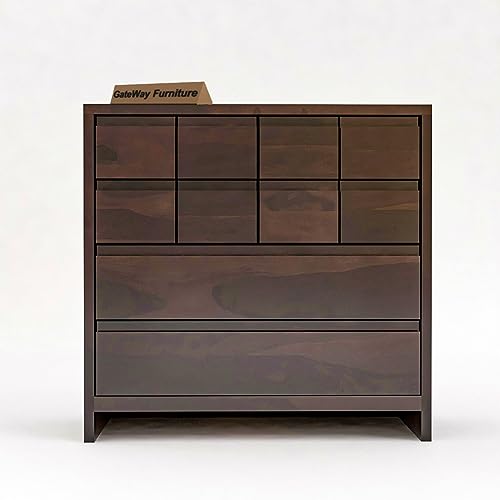 GateWay Furniture Handcrafted Sheesham Wood Wooden 10-Drawer Chest of Drawers and Dresser: Organize in Style (Daniel, Walnut Finish)