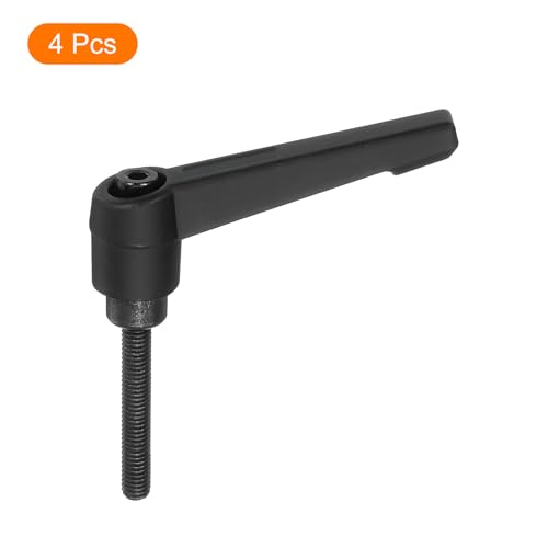 Image of uxcell 4Pcs M5 x 32mm Adjustable Knobs Handle Male Thread Push Button Ratchet Quick Release Locking Rotating Bolt for Lathe Machinery, Black