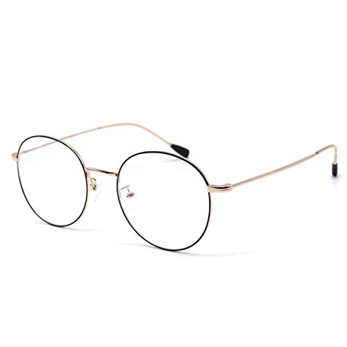 HKUCO Lunettes de vue avec monture en métal noir / or et verres transparents