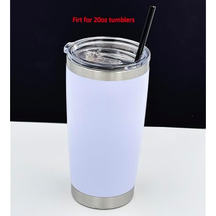 8PCS Black Color Metal Straws, 8.5x6mm Reusable Stainless Steel Drinking Straws with Cleaning Brushes for Short Cups, Tumblers