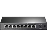 Benötigt keine Konfiguration TP-Link TL-SF1008P 8-Port Fast Ethernet PoE Switch (5 Anschlüsse mit 10/ 100 Mbit/s, 4 davon mit PoE-Unterstützung, 58 Watt, geschirmte RJ-45 Ports, Plug-and-Play Installation, lüfterlos) schwarz