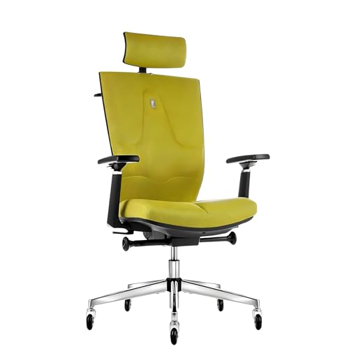 Image of KULIK SYSTEM Ergonomic Office Desk Chair - Comfort & Adjustable Chair with Back Lumbar & Spine Support System for Long Hours Work |Patented Back & Neck Pain Relief Design| SPACE (Yellow)