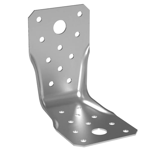 Image of 90mm x 90mm x 60mm (Pack of 4) LBS90 Galvanised Steel Heavy Duty Double Reinforced Angle Bracket Double-Embossed Corner 1.5mm Thick Connector for Wood Timber and Concrete - L13E