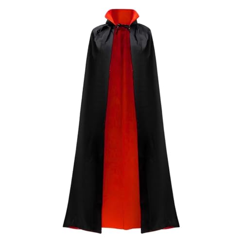Fantasia Capa Longa Halloween Vampiro Dia das Crianças Terror Conde Magico Magia Dracula Bruxo Bruxa Cosplay Adulto Manto (Preto)