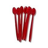 8' Red Plastic Sundae/Soda Spoon 50 Pack