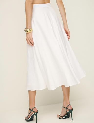 Idealsanxun Linen Skirts For Women 2024 Trendy Spring Summer A Line Pleated Maxi Midi Length Long Skirt With Pockets thumb #1