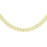 CARISSIMA Unisex 9ct Yellow Gold 6 mm Diamond Cut Flat Curb Chain Neckalce of Length 51 cm/20 Inch