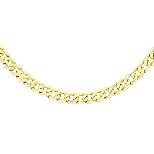 CARISSIMA Unisex 9ct Yellow Gold 6 mm Diamond Cut Flat Curb Chain Neckalce of Length 51 cm/20 Inch