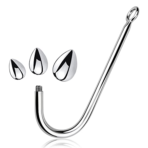 SXOVO Analhaken Bondage Anal Hook 24 cm mit 3 Wechselkugeln Ø 26.5mm 34mm 40mm Kugel Stahl Metall Buttplug Hook (Klein+Medium+Groß)