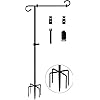 Koutemie 49 inch extra tall garden flag stand holder pole with 5 prong bases for 12 x 18 outside fall yard flags decor matte black  urban country home decor