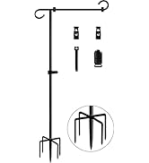 Koutemie 49 Inch Extra Tall Garden Flag Stand Holder Pole with 5 Prong Bases for 12 x 18 Outside ...