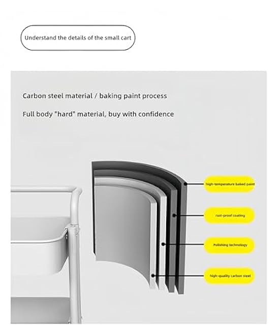 3 Tier Utility Rolling Cart, Metal Storage Cart with Handle and Wheels, Multifunctional Storage Organizer Trolley with Baskets for Kitchen, Living Room, Office, Garage (Black, Standard)-yT91gOB4