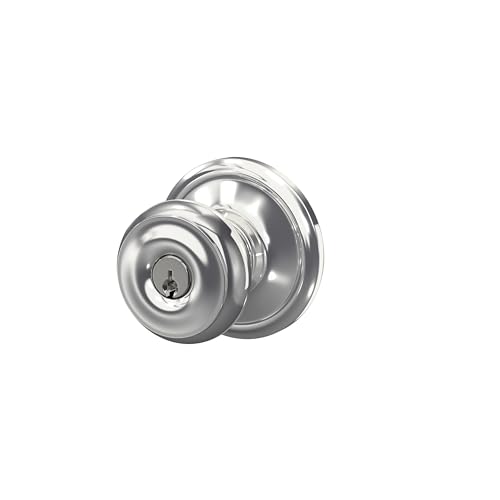 SCHLAGE Georgian Keyed Entry Door Knob, Interior/Exterior, Bright Chrome - image 3