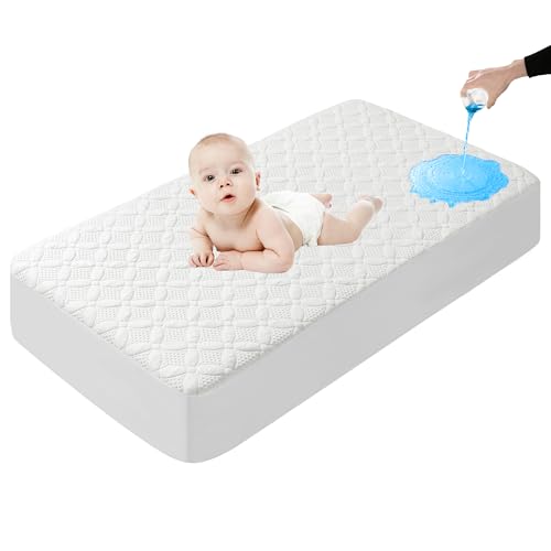 Lunsing Waterproof Crib Mattress Protector, Soft Breathable...