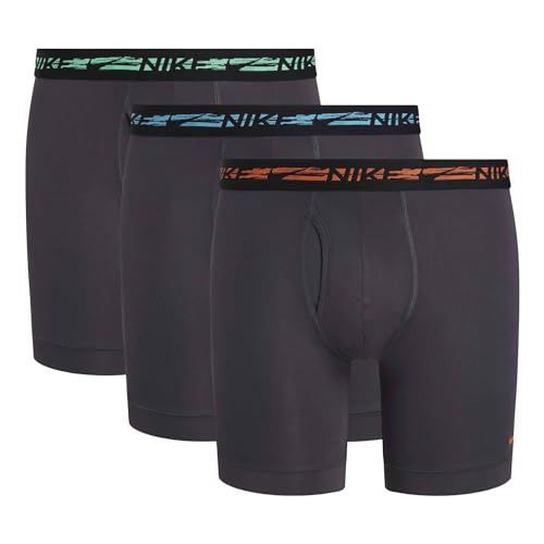Nike Caleçon Brief Hommes Lot de 3 Gris Vert Bleu Orange XL Multicolore
