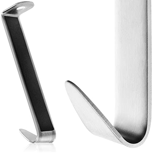 com-four® 4x Türhaken aus Edelstahl - Kleider-Haken für die Türaußenseite - Garderobenhaken für Schranktür und Zimmertür außen - 8,5 cm (04 Stück - Edelstahl - mit Schraube)