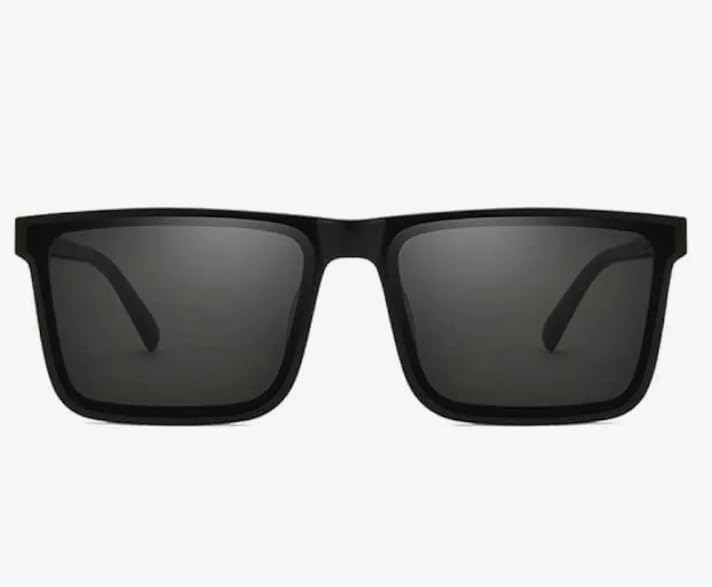 FORSEE Square sunglass with fiber frame, black glass Black frame sunglass | FOR MEN AND WOMEN | Standard (Free Size); Glasses are ideal for day vision