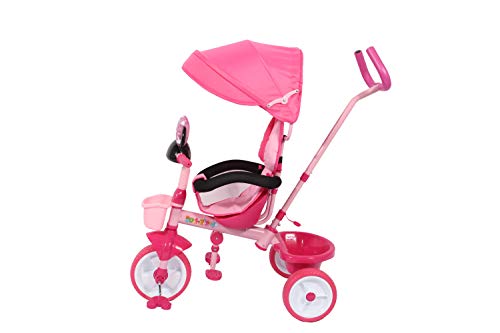 RICCO Kinderbuggy mit Pedal-Dreirad und Oxford-Tuch (KARIKATUR ROSA) – Bild 3