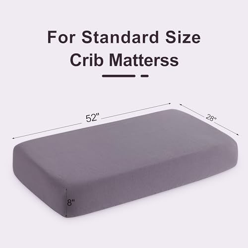 Image of NTBAY 2 Pack Muslin Cotton Crib Sheets, Soft and Breathable Double Layer 28x52 Baby Crib Sheets for Standard Crib and Toddler Mattresses, Boys, Girls, Unisex, Greyish Purple, 28x52 Inches