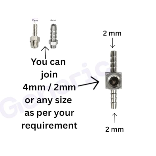 Image of Dental Chair Parts -Brass Nipple Size 2mm+2mmTwo Way Joint, Superior Quality, Compact Design, Long Service Life (Pack of 3)