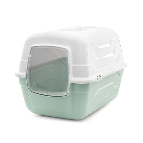 Record Lettiera per Gatti Chiusa "To Go" con Filtro e Paletta, Verde 52 x 40 x 40h cm. Toilette in Plastica Design Moderno, Facile da Pulire, Made in Italy