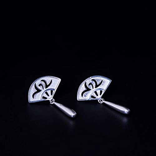 Boucles d'oreilles creuses éventail en argent S925 véritable artisanat - 5