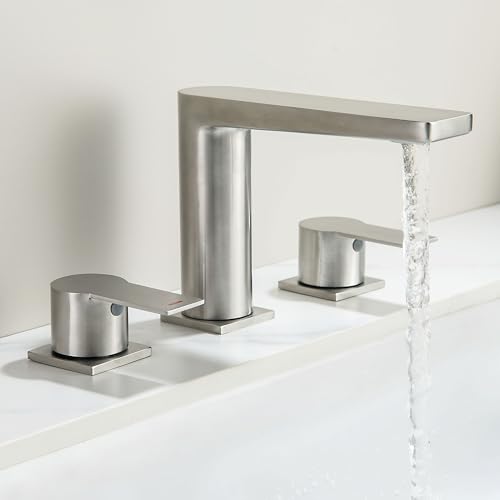 LUOGULIANG 2 Handle Deck Mount Tub Faucet, Roman Bathtub Faucet Set, 3 Hole Widespread Bathtub Faucet High Flow, Brushed Nickel
